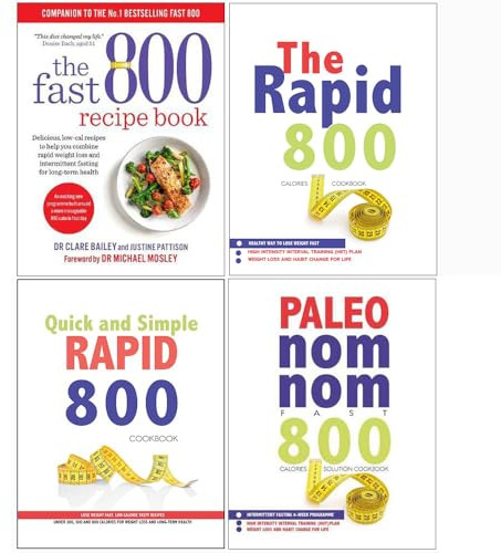 Fast 800 Recipe Book, The Rapid 800 Cookbook, Quick and Simple RAPID 800 Cookbook, Paleo Nom Nom Fast 800 Cookbook 4 Books Collection Set