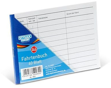 STYLEX 40080 Fahrtenbuch, DIN A6, 40 Blatt