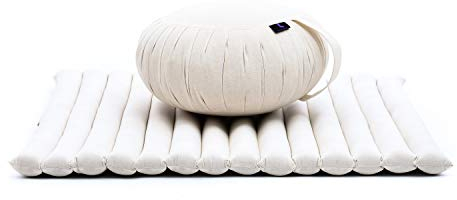 Leewadee Meditationsset - Meditationsset aus Kapok, Kissen und Meditationsmatte Zafu und Zabuton, ecru