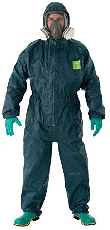 Ansell AlphaTec 4000 saldato e nastrato ad ultrasuoni Modello 111, Tute di protezione chimica (Tipo 3/4), Verde, Taglia 5 (XL), 1 unità