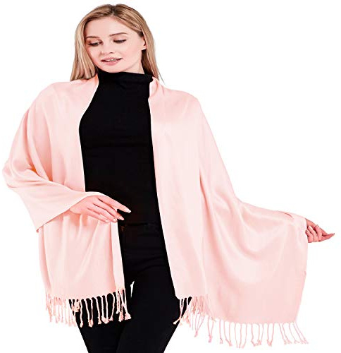 CJ Apparel enfärgad design nepalesisk sjal sekunder halsduk sjal sjal sjal överkast huvudsjal pashmina handgjord i Nepal ny, Babyrosa, one size