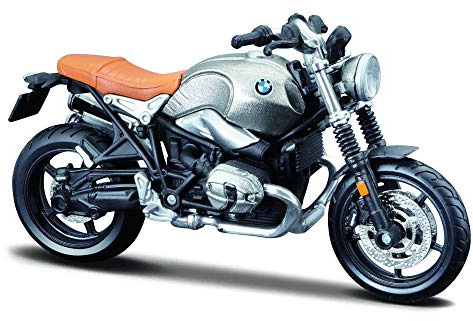 Maisto BMW R NINE T SCRAMBLER Motorbike- 1:18 Scale - Incredibly Detailed Die-Cast Replica Collectible Motorcycle Model, Silver