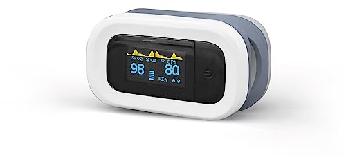 Flaem, Pulsossimetro Saturimetro da Dito Professionale Certificato, Misuratore Saturazione dell’Ossigeno e Pulsazioni Cardiache, Schermo Oled a Due Colori, Valori di Soglia Pre-Impostabili