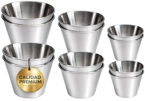 EUROXANTY Flaneras acero inoxidable, Flaneras individuales, Pack 12 unidades, Pack Ø7,8,9 cm, Moldes repostería, Molde flan, Postres, Repostería, Salsas, Antiadherente, Gelatina