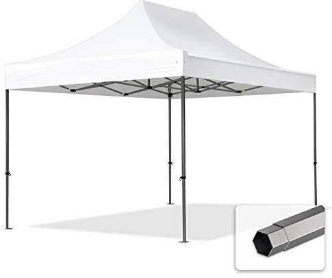 TOOLPORT Faltzelt Partyzelt 3x4,5m - ohne Seitenteile Premium Dach Faltpavillon schwer entflammbar Pavillon weiß