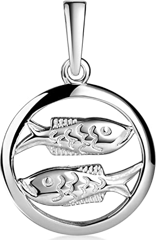 Materia Fische Anhänger Silber 925 - Sternzeichen Kettenanhänger rund KA-490