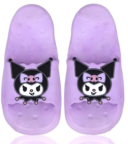 Roffatide Anime Cinnamoroll My Melody Kuromi Diapositives pour filles Slides pour la maison Sandales de salle de bain antidérapantes Chaussons en caoutchouc Violet 35/36