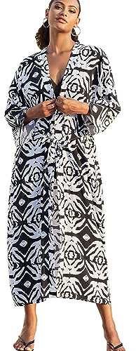 YOUKD Robe Longue Cardigan bohème pour Femme Grande Taille Kimono Beach Maillot de Bain Cover Up Robes