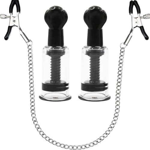 Nipple Clips Clamps and Nipple Suckers Adjustable Body Ring Body Clamps Body Ring Non-Piercing Chain Stainless Steel for Women Faux Body Jewelry Black