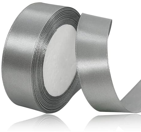 4 cm silver satinband, satin dekorband present presentband brett band för klänning bröllop, dop och födelsedagspresenter, satin dekorband, dekorband presentförpackning, 22,8 m .