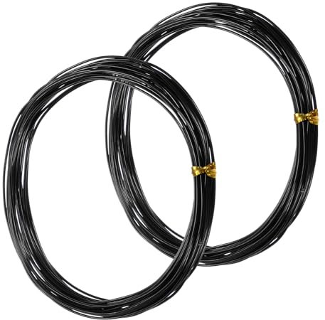 M METERXITY 2-Rollos de Alambre de Entrenamiento para Bonsái de 1 mm, Total de 32.8 Pies de Alambre de Aluminio Anodizado para Dar Forma a Árboles de Bonsái [16.4 Pies Cada Uno, Negro]