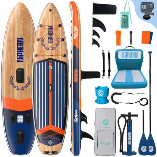 Niphean (Extra Groß) Stand Up Paddling Board, SUP für 2+1 Personen/Familien, SUP Board mit (Anfängergeeignet) StabilTrac Finne, Wasserdichte Handyhülle, Stand Up Paddle Board for Adults, Geschenkideen