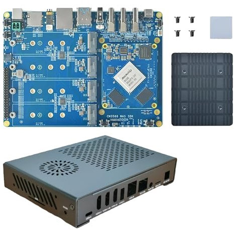 FriendlyELEC CM3588 Kit NAS 2.5G Rockchip Demon Board con custodia mentale 4xPCIe3.0 4K/8K CM3588 NAS SDK Kit 4 NVMe HDMI (4GB RAM + 0GB eMMC)