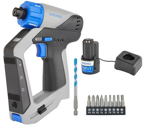 Dremel Blueprint 12V Perceuse-visseuse sans fil 3-en-1 avec détecteur de montants intégré, niveau laser et à bulle amovible, 9 embouts de vissage, 1 foret multi-matériaux