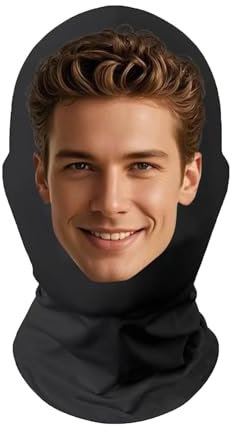 Saxrel Personalised Head Cover Face Masks Photo Personlized Printed Full-Face Mask Bandana Cover Custom Gifts Funny Halloween Mask,Birthday Festival Head Cutouts Funny Head Cover Costume Mask