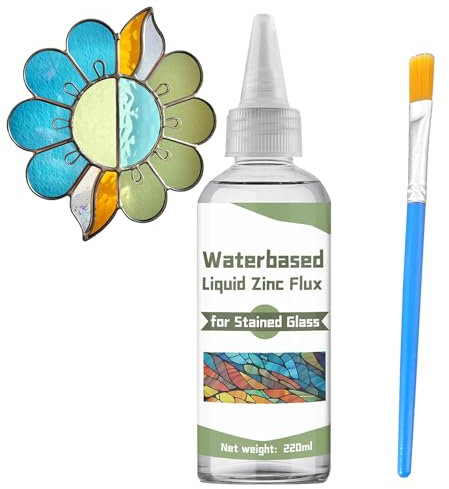 Fundente líquido de soldadura de 220 ml - Fundente de vidrieras para trabajos de soldadura, reparación de vidrio y más - Herramientas y suministros de vidrieras - Fundente de zinc líquido a