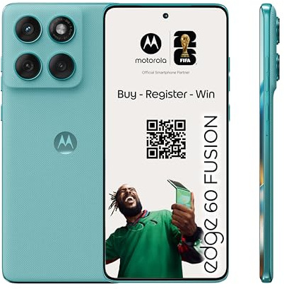 Motorola Edge 60 Fusion 256 Go, Smartphone debloqué, écran 6,67, Appareil Photo 50 MP, Batterie 5200 mAh, Amazonite (Turquoise), Coque de Protection et câble USB C Inclus