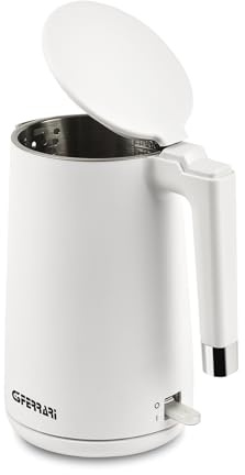 G3 Ferrari G10211 Wasserkocher Essential, 1,7 Liter, Verbrühungsschutz-Gehäuse, Edelstahlkanne, Betriebsleuchte, Verdecktes Heizelement, 360°-Drehbasis, Kabelaufwicklung im Sockel, Weiß