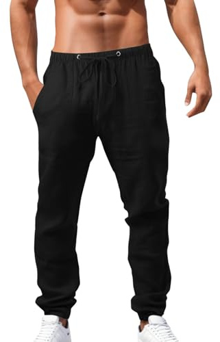 Herren Frühling Ganzjahres-Hip-Hop-atmungsaktive, lockere, lässige Sporthose Lag Hosen Herren Schwarz