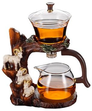 KALWEL, Set da tè semiautomatico,Teiera magica,Bollitore magnetico in vetro per uso domestico, Set da tè automatico in vetro, Lazy Tea Brewer