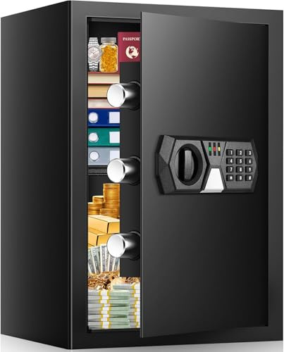 3.5 Cuft Fireproof Safe For Home Documents, Safe Box Fireproof Waterproof, Security Fire Safes Box With Programmable Digital Keypad Keys, Silent Mode, Large Combination Money Safety Box For Jewelry