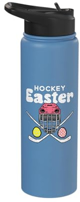 Easter Ice Hockey Helmet Stick Eggs Sports Men Boys Kids Stainless Steel Insulated Water Bottle