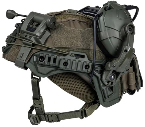 TW 3.0 Tactical Bump-hjälm, 5-delars Set, Inklusive Headset och Hjälmlampa, för Airsoft, Paintball, MilSim, Utomhusövningar och Cosplay