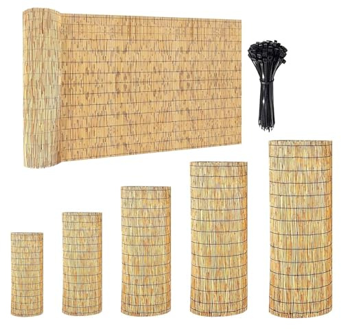 Frangivistas per Recinzione Giardino Esterno, Arella in Canne di Bamboo Naturale Stuoia Cannucciata Ombreggiante per Recinzioni Bambu, Copri Ringhiera Balcone(Naturale,50x280cm)