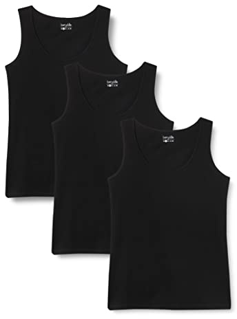 berydale Bd161, Camiseta de tirantes para Mujer, Negro (Paquete de 3), XL