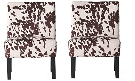 Christopher Knight Home Kassi Fabric Accent Chairs, 2-Pcs Set, Milk Cow