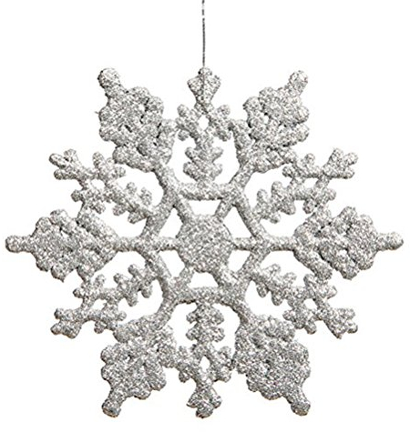 OULII 12 Stücke Schneeflocken zum Aufhängen Weihnachtsbaumschmuck Christbaumanhänger Weihnachtsdekoration Fenster Anhänger (Silber)