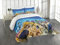ABAKUHAUS Fisch Tagesdecke Set, Ozean Korallen Goldfish, Set mit Kissenbezug Waschbar, für Einzelbetten 170 x 220 cm, Türkis