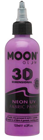 Moon Glow, Neon-UV-3D-Stofffarbe, Textilfarbe für Kleidung, T-Shirts, Taschen, Schuhe und Leinwand (Intensivviolett, 125 ml (1er-Pack))