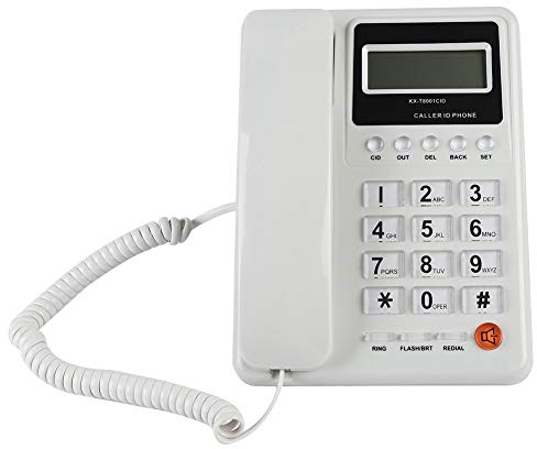 Teléfono con Cable, teléfono de Escritorio con Cable, teléfono Fijo con contestador automático para el hogar/Hotel/Oficina con identificación automática del Dual DTMF/FSK