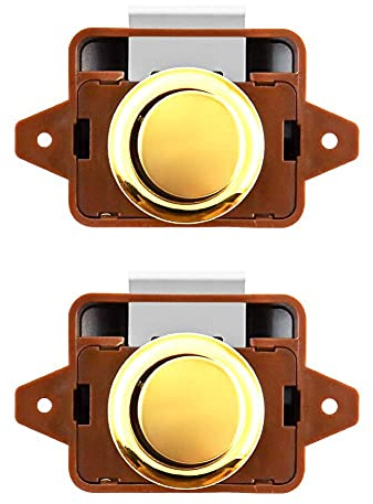 QWORK 2-pack tryckknapp ABS skåp dörrfångstlås, husbil möbler låda nyckellås, modern glansig rektangulär låsnyckel upplåsning – lätt att installera