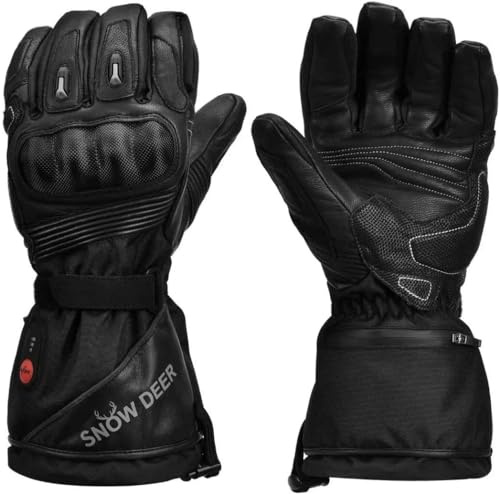 SNOW DEER Guantes de motocicleta con calefacción, 7.4 V, 2200 mAh, batería recargable eléctrica, impermeables, guantes de equitación para hombres y mujeres, para invierno, ciclismo, esquí, nieve, guan