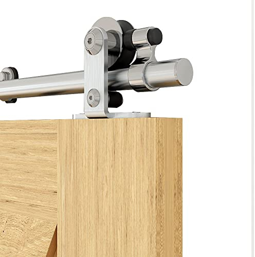 5FT/152cm Herraje para Puerta Corredera Kit de Acero Inoxidable Accesorios para Puertas Correderas Riel Juego para Puerta de Madera Soltera