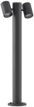 Lucande Utomhuslampa 'Maloney' (modern) i Svart av aluminium/grå zink (2 lamor, GU10) - Väglampa, pollare, vägbelysning, sockellampa
