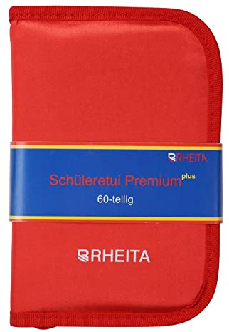 Rheita 409-01RT 60-teiliges Schüleretui, rot, abwaschbares Material
