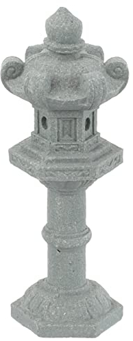 Yardwe Chinesische Pagoden Statue Steinlaterne Garten Skulptur Miniatur Zen Gartenlaterne Dekofigur Asiatische Garten Ornament für Feengarten Aquarium Bonsai Micro Landschaft Deko