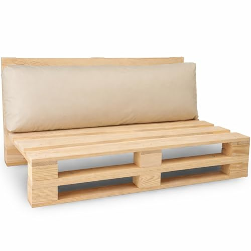 bananair - Cuscini per Pallet - Fodera Impermeabile, Anti UV, Rimovibile e Lavabile - Comodo, Imbottito in Schiuma - Cuscini per Divano Esterno Giardino (Cuscino Schienale 120x40 cm, Beige)