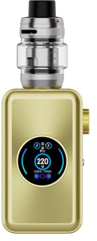 Vaporesso GEN MAX Kit | 220W Vaporesso GEN MAX Mod -Vape DL - 6ml Auto-Open Top iTank T Clearomizer Fit GTI Mesh Coil (Gti 0.2Ω/ 0.4Ω) E Cigarette Vaporizer No Nicotine No Liquid (Oro platino)