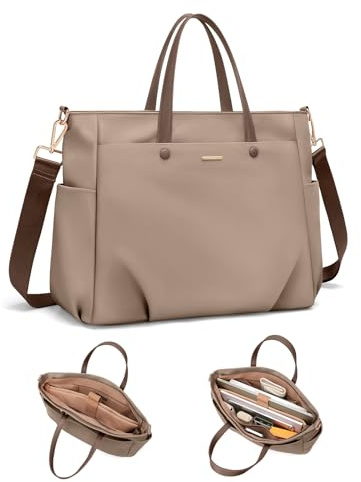 GOLF SUPAGS Borsa Tote per Laptop da 15 Pollici, Borsa a Tracolla per Computer Borsas da Lavoro Grande per Donna, Custodia per Laptop Borsas Elegante per Viaggi D'affari (Champagne)