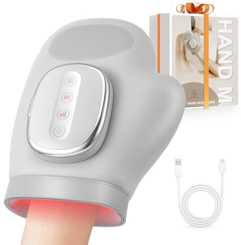Hand Massager with Heat and Compression, 1500mAh Cordless Hand Massager Airbag, 5 Levels Massage &3 Temperatures, Split Finger, 15min Timer, for Arthritis Carpal Tunnel Finger Numbness Pain Relief