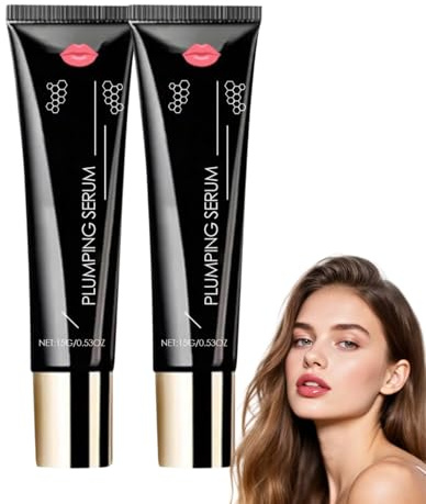 2 Stück Lip Booster Serum - Lip Oil - Lip Plumper Extreme Volumen - Lippenpflege für Sehr Trockene Lippen - Feuchtigkeitsspendendes Lippenöl mit Vitamin E & Jojobaöl