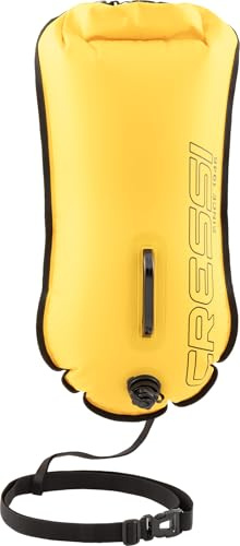 CRESSI dal 1946 - Glide Pro Swim Buoy - Boa di Segnalazione Gonfiabile Pratica e Compatta per Massima Visibilità di Nuotatori, Snorkelisti e Triatleti in Mare o Acque Libere Libere - Giallo - 28L