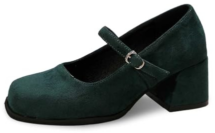 Zapatos de mujer elegantes zapatos de tacón pequeño con tacón para boda, zapatos de baile, cómodos, modernos, zapatos de tacón alto, Verde oscuro., 37 EU