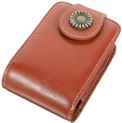 MAGICLULU Porta Rossetto Marrone Leggero in Poliestere con Specchio Incorporato, Mini Borsa Trucco Portatile per Outdoor e Camping, Custodia Compatta per Borsa