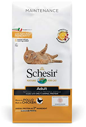 Schesir Adult, Alimento Secco Completo per Gatti Adulti, Ricco in Pollo, Vitamine Aggiunte, Senza Conservanti e Coloranti, 10 kg