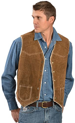 Scully Men's Boar Suede Leather Vest Brown